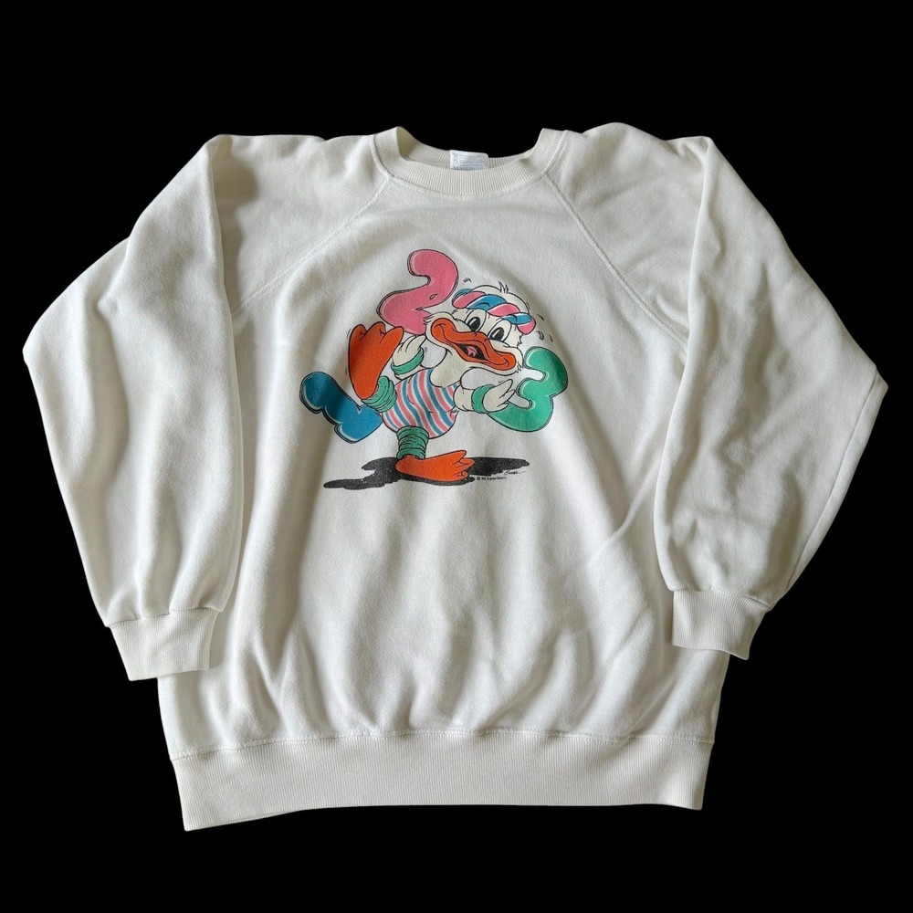 1986 Hanes SuperShirts Aerobic Duck Sweatshirt White Mens Large USA Made